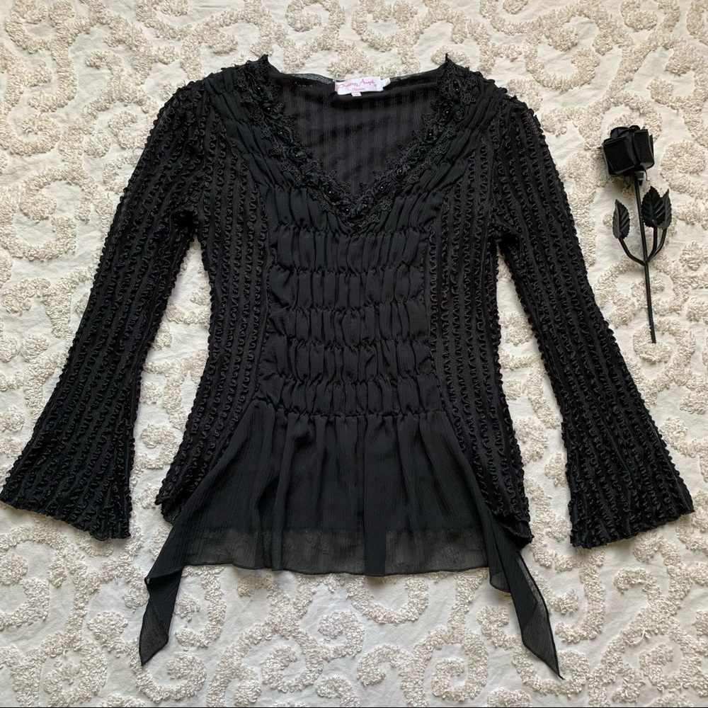 Gothic Ruffle Lace Layered top small - Picture 11 of 12